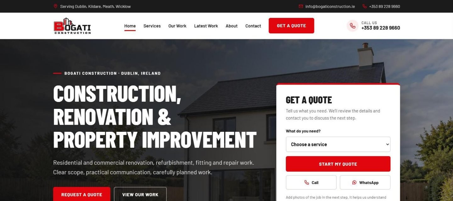 The Bogati Construction home page
